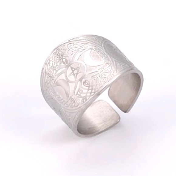 Hecate Triple Moon Goddess Pentagram Ring Jewelry New Celtic Knot Tree Life - Picture 7 of 8